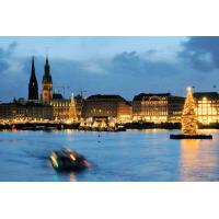 0065_1281 Abenddämmerung an der Binnenalster - Alsterschiff auf Abendtörn. | 